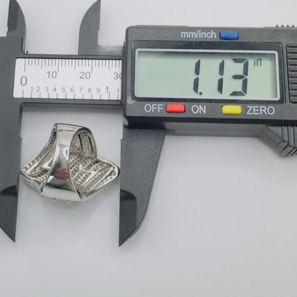 Genuine Statement Diamond Ring Size 6.5 Wide Band Comfort Fit 925 Silver - Picture 10 of 12